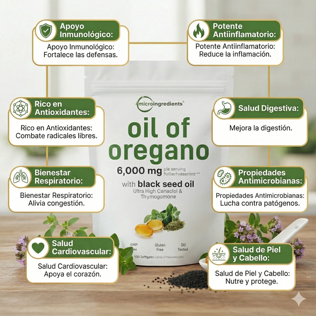 Aceite de Orégano en Cápsulas Blandas 6000 mg (60 capsulas)
